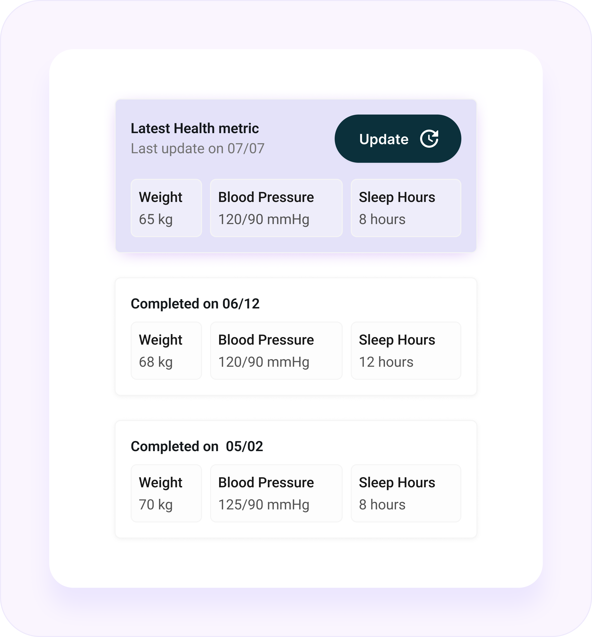 Daily health tracking preview